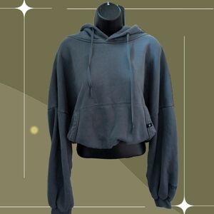 ✨ Women's Cropped Pop Flex Hoodie In Blue Gray Size Extra Small/Extra Extra Sm
